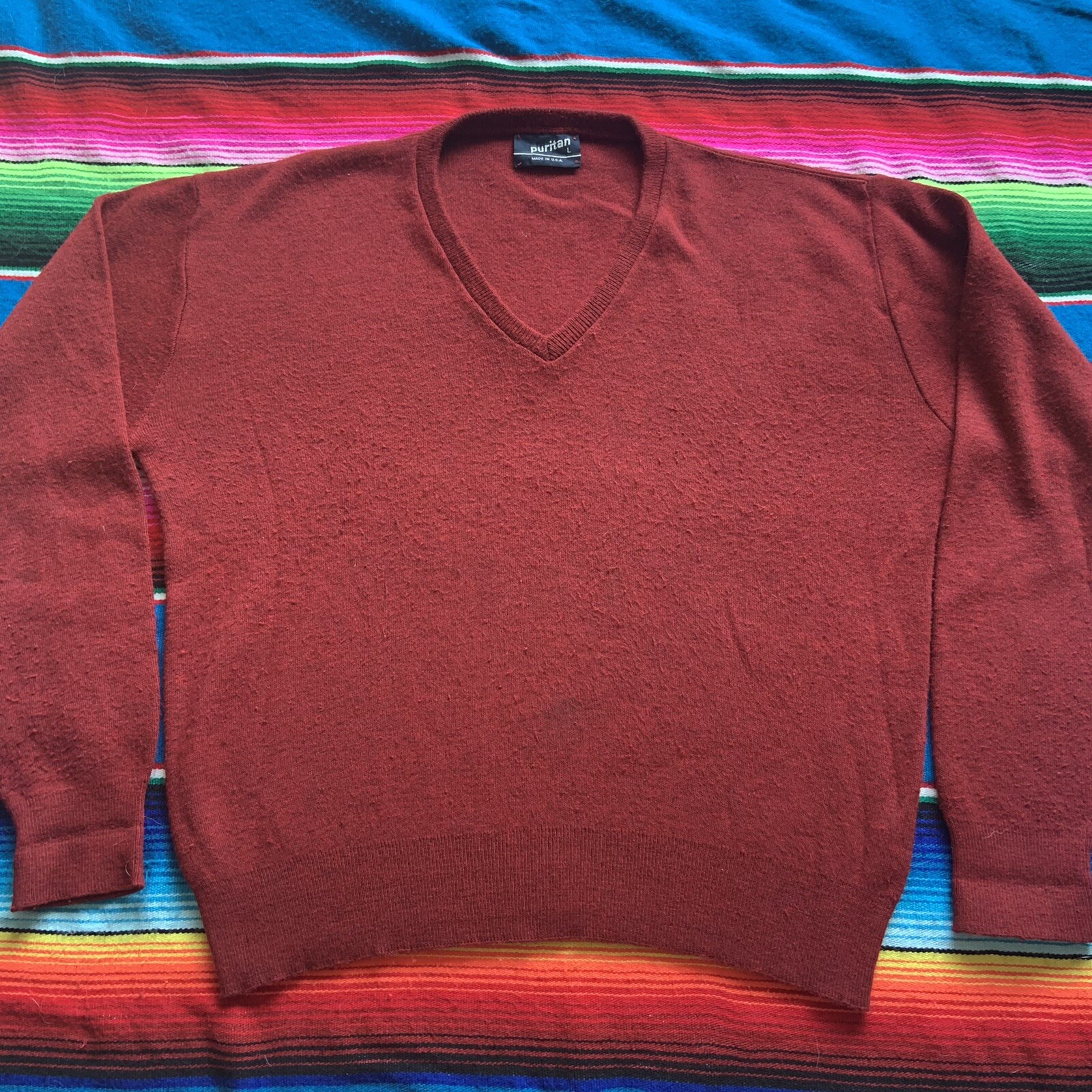 Vintage Puritan Sweater V-neck Style Size Large Red | eBay