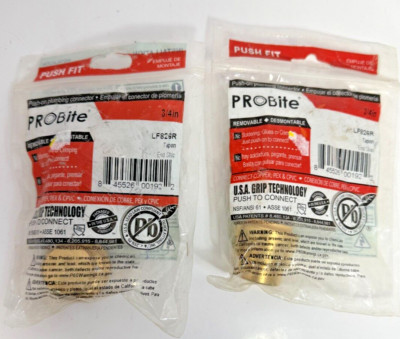 (Lot of 2) ProBite LF826R 3/4'' Push Fitting End Cap