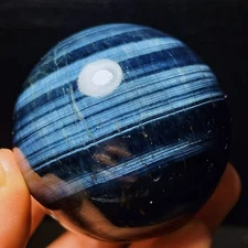 328G Natural Beautiful Meteor Blue Tiger Eye Sphere Crystal Quartz Healing L3869