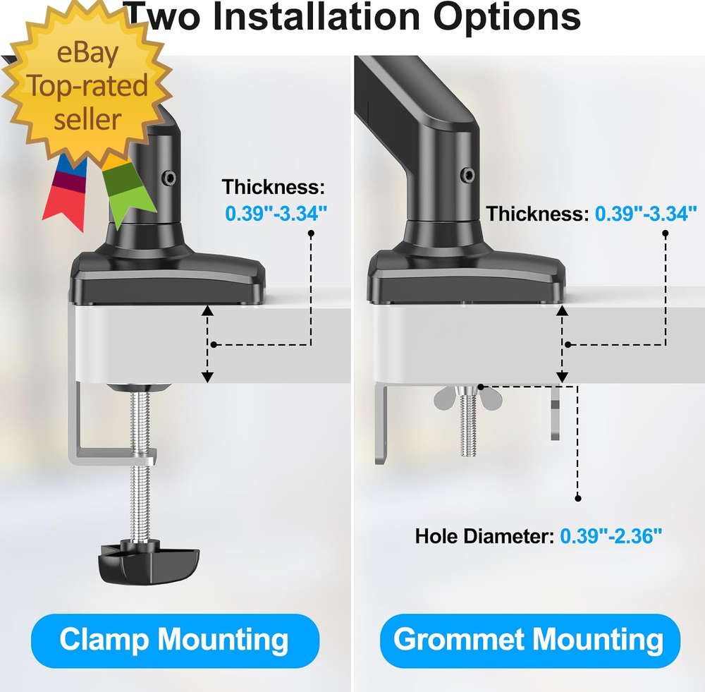 2-in-1 Gas Spring Laptop Stand Desk Mount for Monitor and Laptop