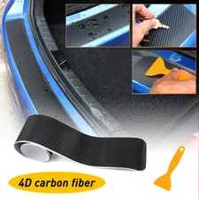 Universal 4D Carbon Fiber Car Rear Bumper Trunk Tail Lip Protect Decal Sticker E