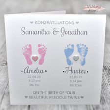 Personalised New Baby Twins Birth Congratulations Card ANY COMBINATION