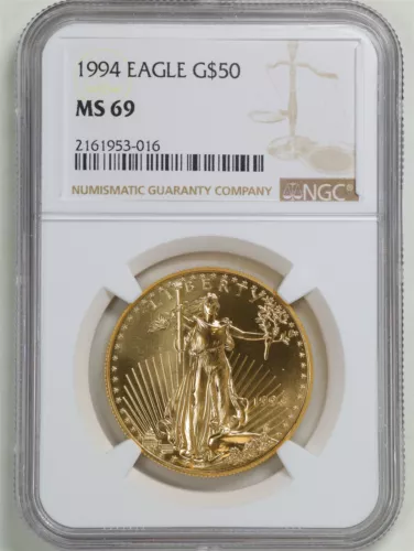 1994 G$50 1oz Gold American Eagle MS69 NGC 2161953-016