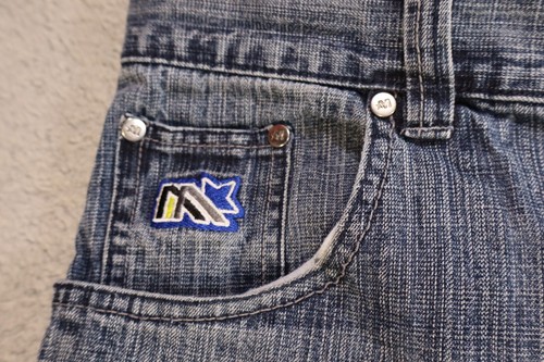 Mecca Denim Shorts Mens Size 36 y2k Moto Rally Blue Jeans vtg street - Picture 2 of 8