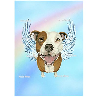絵画 PITBULL  27x51cm Colorful Pitbull 