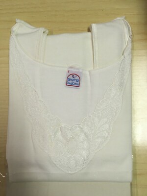 Tanktop Baumwolle/Wolle - Damen S/L 5 - breite Schulter Spitzenkragen