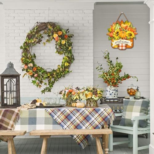 Pumpkin Welcome Door Sign Decor Hello Fall Door Sign Autumn 12inch Orange - Picture 5 of 7