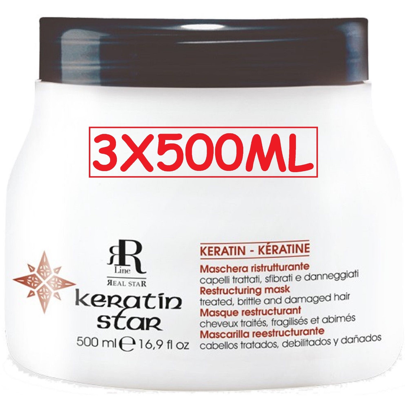 3X RR LINE KERATIN STAR MASCHERA CHERATINA RISTRUTURANTE CAPELLI DANNEGGIATI 500