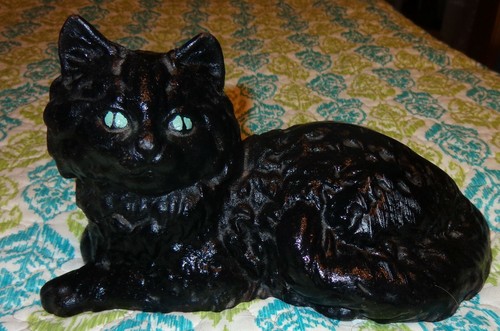 GUSSEISEN METALL SCHWARZ HALLOWEEN DEKO KATZE KÄTZCHEN FIGUR TÜRSTOPPER