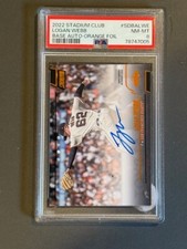 2022 Topps Stadium Club Logan Webb AUTO (SCBA-LWE) ORANGE PARALLEL 4/5 PSA 8