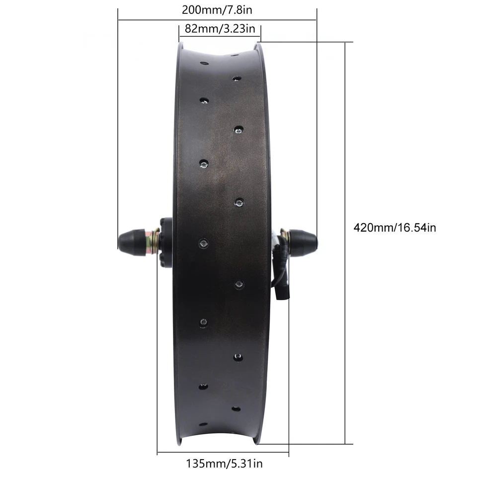 20" Electric E-Bike Front Wheel Motor Bicycle Conversion Kit Fat Tire 48V 1000W - Image 3 of 4