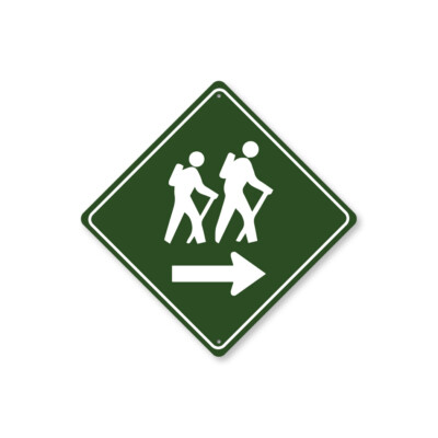 Hiking Direction Diamond Metal Sign