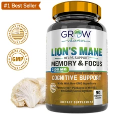 Lion's Mane Smart Shrooms, 2,100 mg, Memory & Focus,03/24 -90 Vegetable Capsules