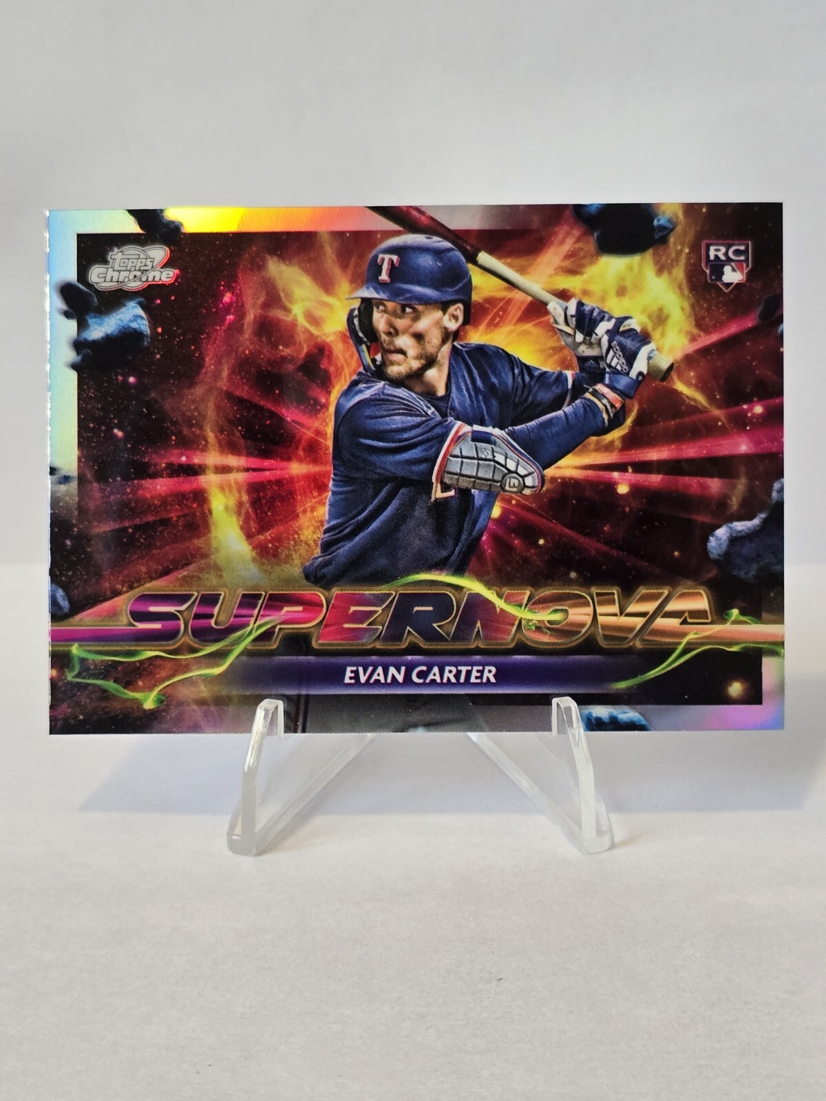 2024 Topps Cosmic Chrome Evan Carter #SPN-6 Supernova SSP Rangers RC