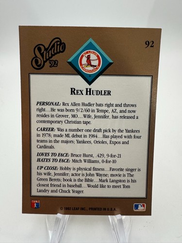 1992 Leaf Studio Baseball - #1-250 - Complete Your Set - You Pick - Picture 205 of 519