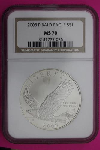 2008 P MS 70 Bald Eagle Commemorative Silver Dollar NGC Graded Authentic 309