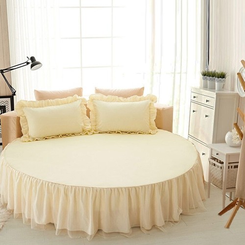 Round Fitted Sheet Cotton Quilted Bedspread Non-slip Mattress Cover Bed Skirts - Picture 24 of 37