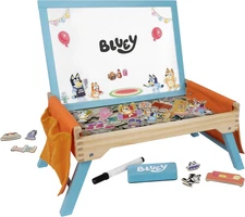 Bluey Art Creation Kids Art Station with 100 Magnets & Whiteboard Lid, Foldable