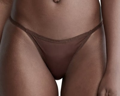 CALVIN KLEIN Ideal Stretch Micro Umber Brown String Thong Panty Womens Sz XS 4