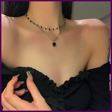 Women Choker Necklace Double Layer Beads Necklace Gift for Friend Silver