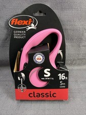 Flexi Classic Tape Retractable Leash. 16Ft For Dogs Up To 33 Lbs. Small. Pink