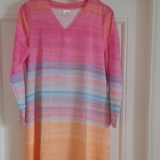 Damen Maxikleid gestreift mehrfarbig V-Aussch...
