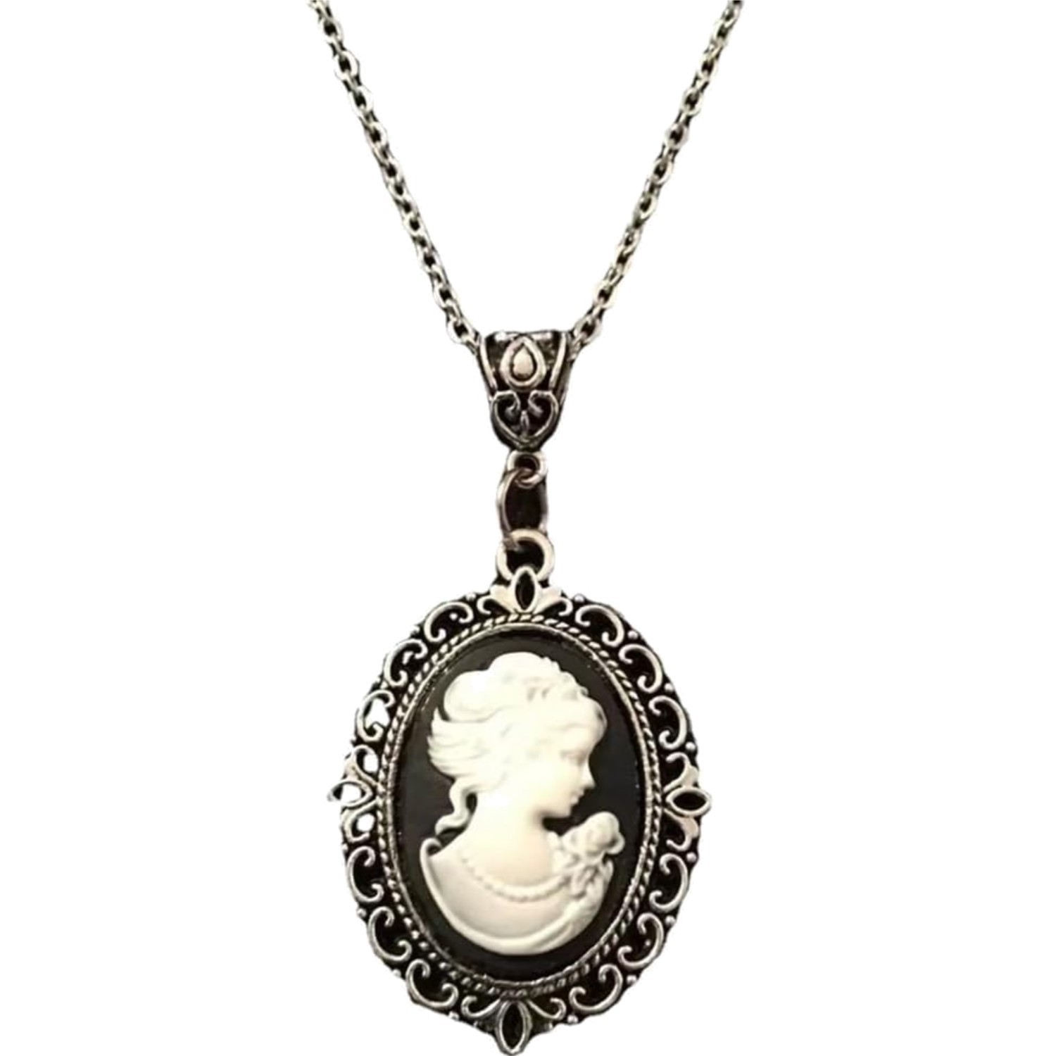 Collier gothique émail chaîne argent pendentif ras de cou femme mode alternative