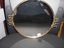 Vassoio specchio vintage anni 50 ottone oro rockabilly tondo 25 cm