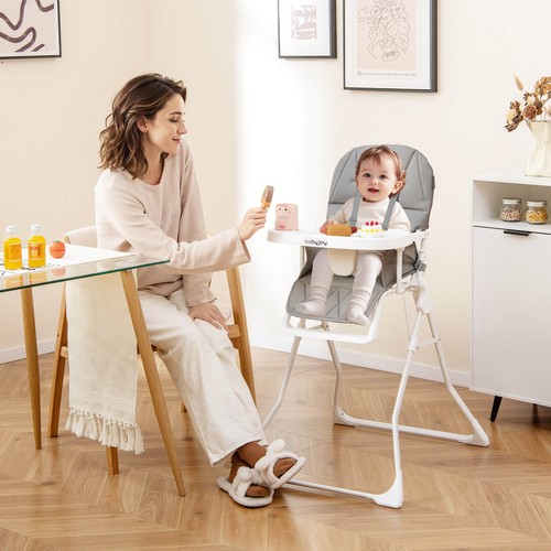 Foldable High Chair Easy Clean Compact Highchair with Removable Adjustable Tray - Picture 3 of 10