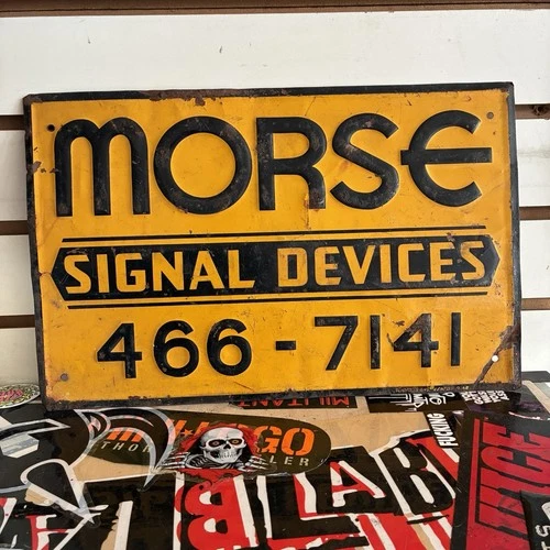 Morse Signal Devices Tin Metal Sign Made In USA Circa 1968 Vintage