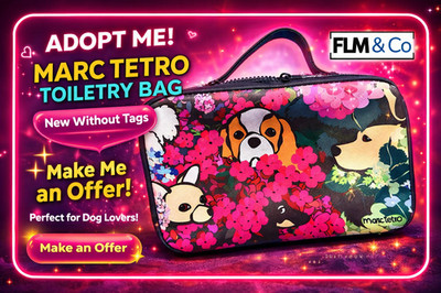 Marc Tetro Dogs Floral Toiletry Bag Travel Cosmetic Case NWOT Dog Print