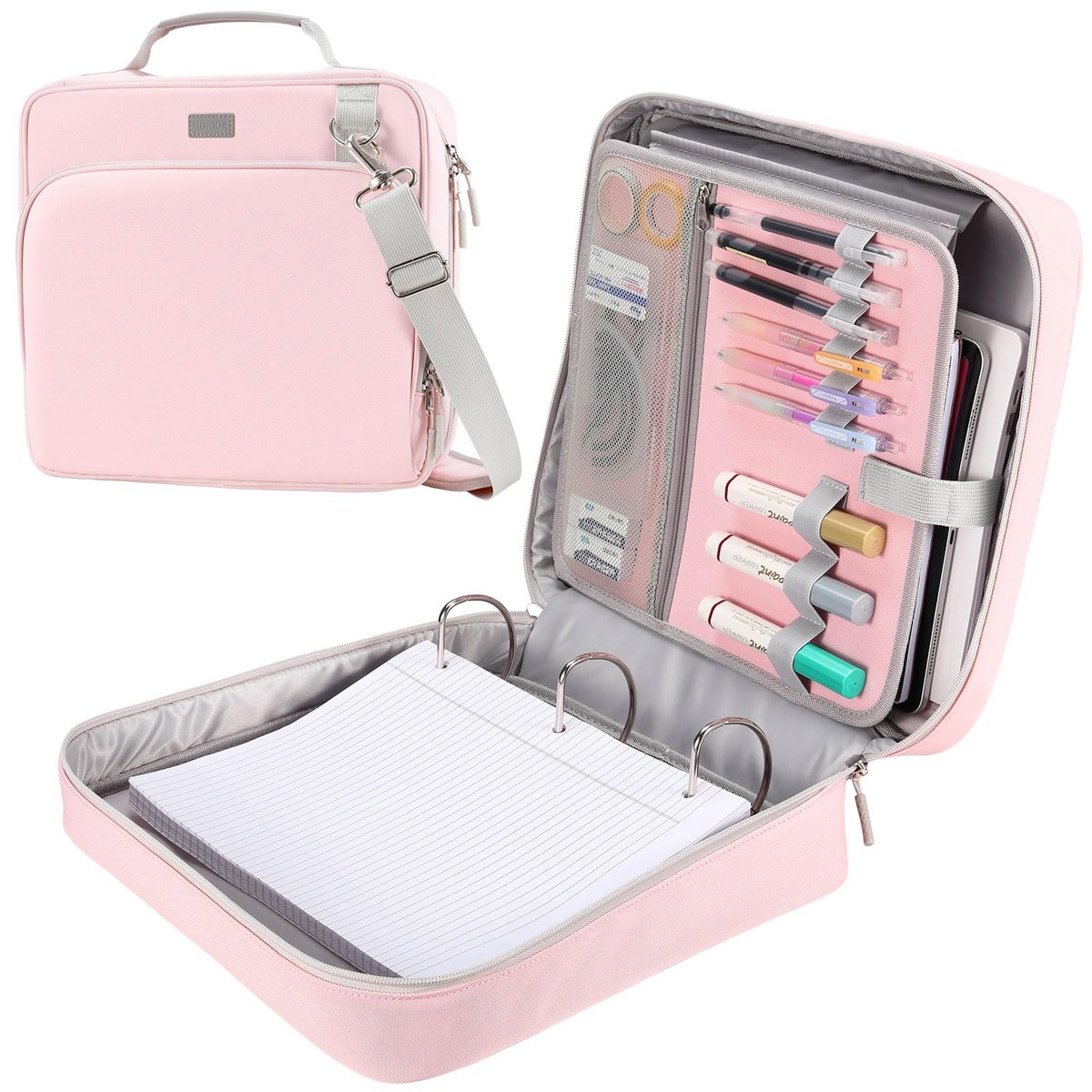 3-Inch 3-Ring Zipper Binder with Shoulder Strap, D-Ring Zip Up