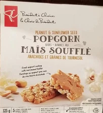 PC Peanut & Sunflower Seed Popcorn Bars, 125g/4.4 oz