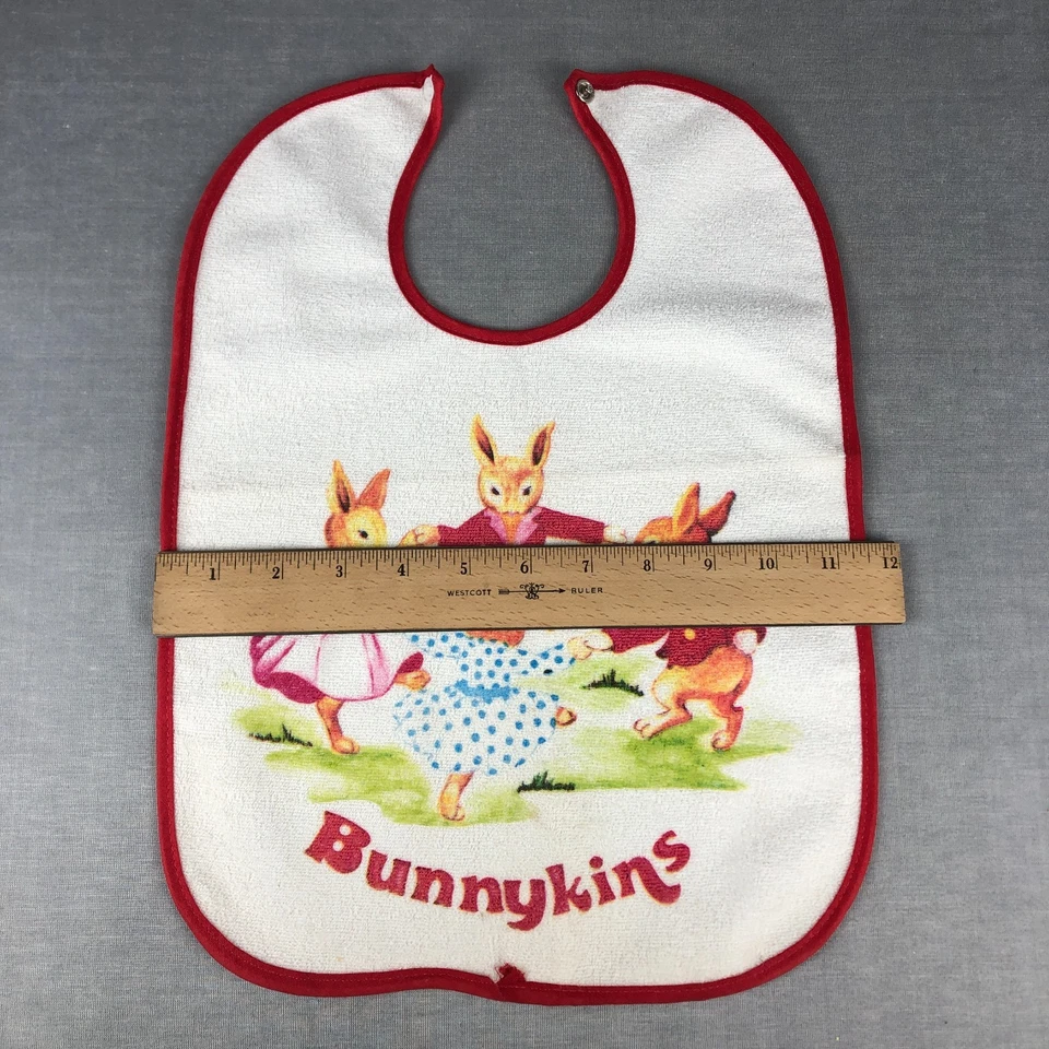 Babero infantil Bunnykins vintage de Kleinerts EE. UU. Royal Doulton alrededor de los años 70 sin usar Foto 2 de 4