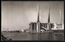 Wolfsburg, Front of Volkswagen Plant with Power Plant & Port, Postcard