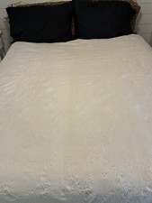 Matelasse Quilt Coverlet QUEEN White Floral COTTON Anchini Italy VINTAGE
