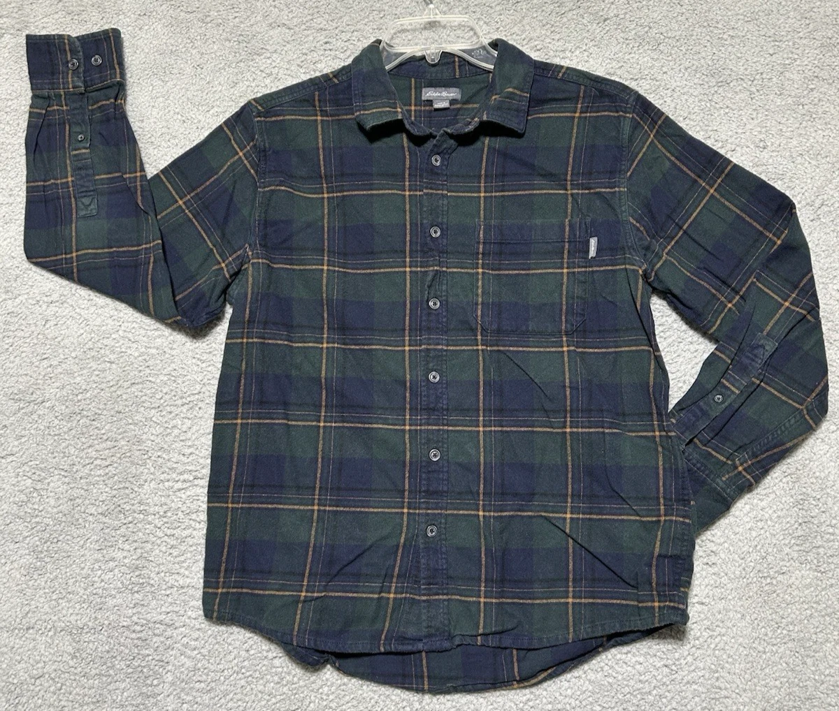 Eddie Bauer Flannel Shirt Mens L Green Plaid Gorpcore Cabin Y2k Classic