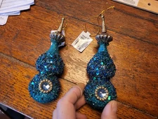 Set of 2  Kurt S. Adler 6" Peacock Color #T1310 Ornament - NEW