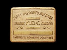 JB15118 VINTAGE 1970s MOST IMPROVED AVERAGE ABC BOWLING BRASS BELT BUCKLE