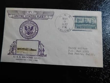 USS BROOME, DESTROYER FIRST LINE, 1937, CACHET BY CROSBY