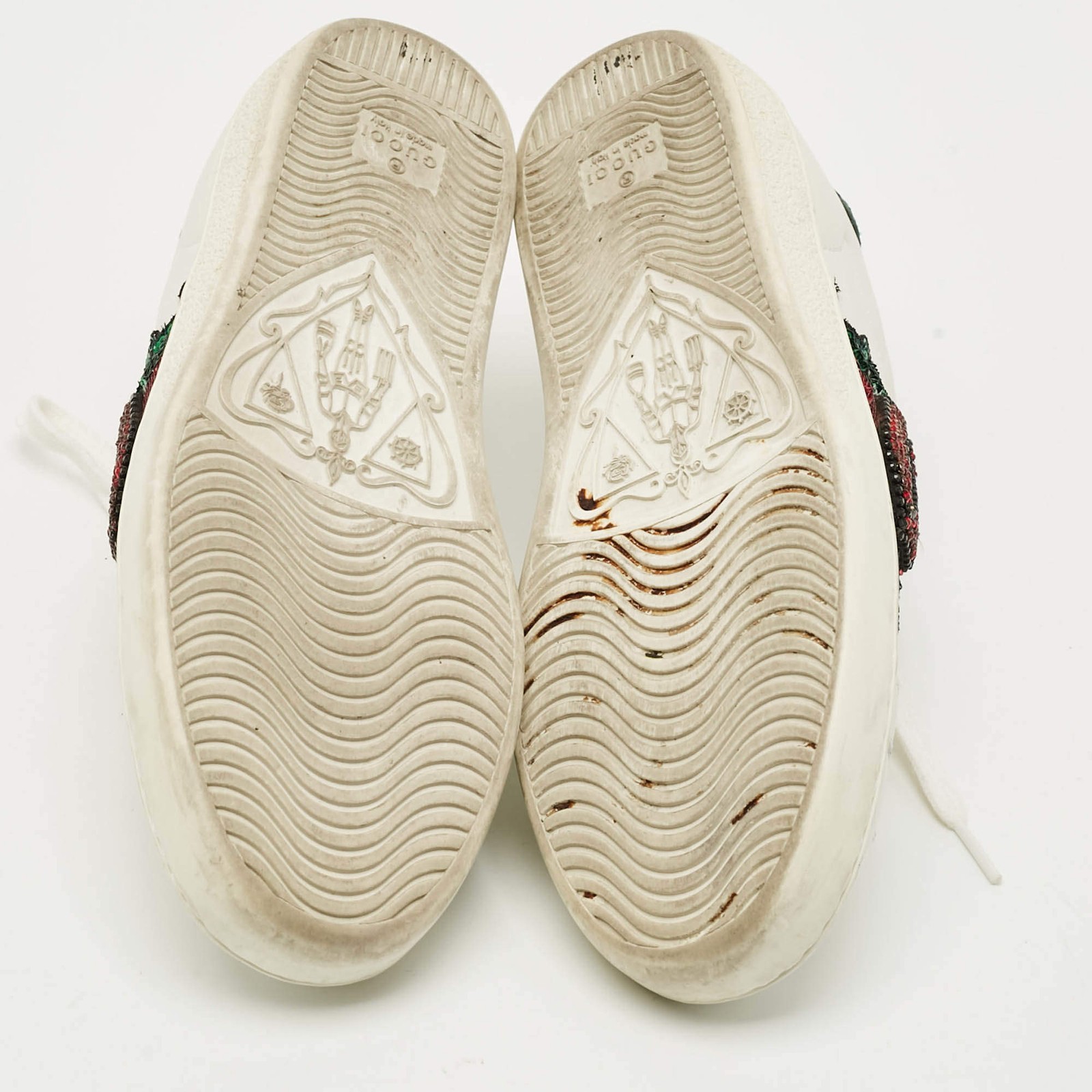 Gucci Ace Size 37 White Leather Python Embossed W… - image 6