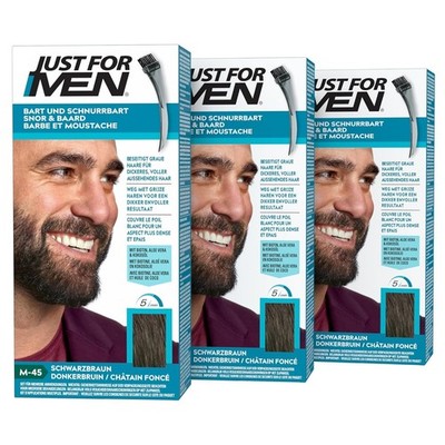 Just For Men Bartfarbe M45 Schwarzbraun für Bart und Schnurrbart 3x 28 g