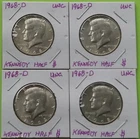 (4) 1968-Denver Kennedy Half Dollars in Uncirculated condition