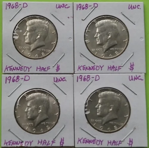 (4) 1968-Denver Kennedy Half Dollars in Uncirculated condition