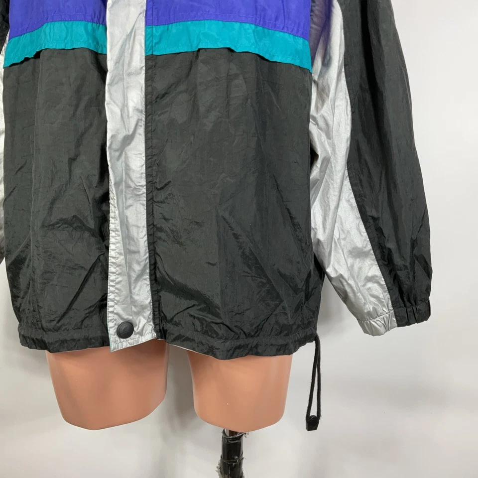 Chaqueta cortavientos Catalina vintage años 80 bloques de color iridiscente retro bombardero grande Foto 4 de 4