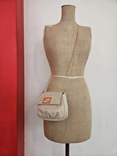 Vintage FENDI Crossbody Bag Beige Gold Hardware