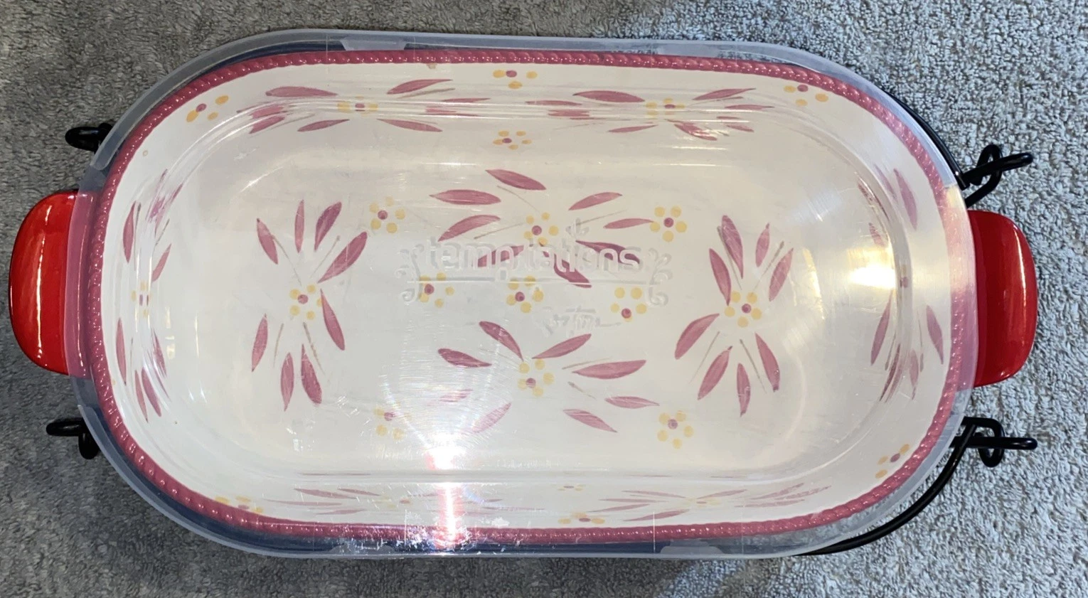 Temp-tations By Tara Old World Baking Dish W/ Lid & Wire Rack 2 QT