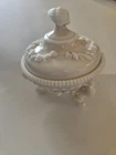 Vtg Westmoreland Milk Glass Argonaut SeaShell Dolphin Footed Candy Dish Lid 6.5"