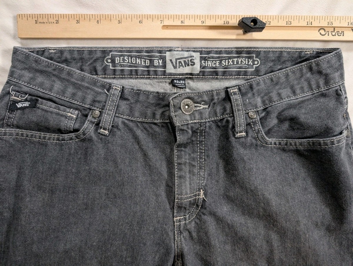 Vans Off The Wall Jeans Mens 30x31 Slim Straight Black Denim Skater Streetwear View 2