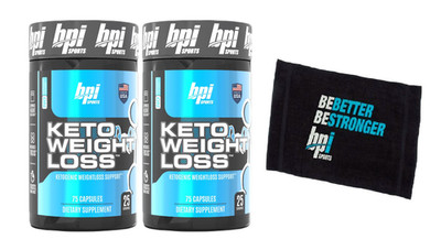 BPI Sports Keto Weight Loss Ketogenic Diet 75 Caps - 2 Pack with Towel